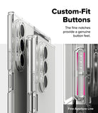 Galaxy Z Fold 7 Case | Fusion - Clear phone case showing detailed button cutouts and a close-up of the fine aperture line.