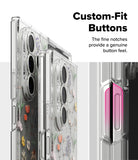 Galaxy Z Fold 7 Case | Fusion Design - Clear phone case with floral patterns highlighting precise button cutouts.