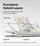 Galaxy Z Fold 7 Case | Fusion Design - Floral clear case showing soft TPU and hard PC layers with a strap hole feature.