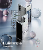Galaxy Z Fold 7 Case | Fusion Design - Clear phone cases with graphic designs displayed around a Galaxy Z Fold 7 among floating glass spheres.