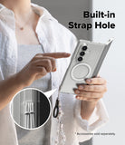 Galaxy Z Fold 7 Case | Fusion Magnetic - Clear phone case with magnetic ring and built-in strap hole for a lanyard.