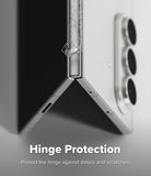 [Bundle] Galaxy Z Fold 7 Case | Fusion - Galaxy Z Fold 7 Case | Fusion - Close-up of a foldable phone hinge with a protective film being peeled off.