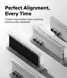 [Bundle] Galaxy Z Fold 7 Case | Fusion - Galaxy Z Fold 7 Case | Fusion - Clear installation tray aligning a screen protector onto a Galaxy Z Fold smartphone.