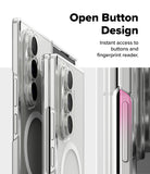 Galaxy Z Fold 7 Case | Slim Magnetic - Clear phone case showing open button cutouts for easy fingerprint access.