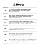 Galaxy Z Fold 7 Case | Slim Magnetic - A numbered list of six technical notices regarding charging, S Pen, and case fit.