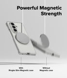 [Bundle] Galaxy Z Fold 7 Case | Slim Magnetic - Galaxy Z Fold 7 Case | Slim Magnetic - A magnetic phone case attached to a magnetic disc versus a phone falling off.