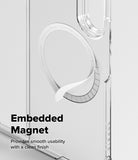 Galaxy Z Fold 7 Case | Slim Magnetic - Clear phone case showing an embedded circular magnet with Ringke branding.