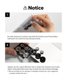 Galaxy Z Fold 8 Ultra | Camera Lens Frame Glass (2 Pack) - Removal notice showing how to safely detach a camera lens frame glass using the recommended removal tool.