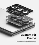 [Bundle] Galaxy Z Fold 8 Ultra | Fusion Magnetic + Camera Lens Frame Glass (2P) - Installation tool aligning tempered glass protectors onto phone camera lenses.