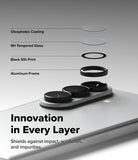 [Bundle] Galaxy Z Fold 8 Ultra | Fusion Magnetic + Camera Lens Frame Glass (2P) - Exploded view of camera lens protector layers including coating, tempered glass, and aluminum frame.