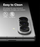 [Bundle] Galaxy Z Fold 8 Ultra | Fusion Magnetic + Camera Lens Frame Glass (2P) - Camera lens protectors on a smartphone back, highlighting oleophobic coating and anti-fingerprint tech.