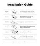 Galaxy Z Fold 8 Ultra Screen Protector | Cover Display Easy Slide 360° Privacy Tempered Glass (2 Pack) - A black and white Installation Guide sheet showing six numbered steps with simple line drawings of a phone and tempered glass being handled, with text instructions on how to install the glass onto the phone.