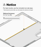 Galaxy Z Fold 8 Ultra Case | Fusion Flap Magnetic - Instruction graphic showing a phone case with a highlighted non-slip tape strip and text noting that the included non-slip tape should be used for best results, plus an inset showing the optional non-slip tape size.