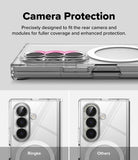 Galaxy Z Fold 8 Ultra Case | Fusion Flap Magnetic - Clear phone case with a circular MagSafe ring and three raised camera cutouts, shown with marketing text and comparison images labeled Ringke and Others.