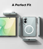 Galaxy Z Fold 8 | Fusion Air Flap Magnetic - A clear, slim protective case for a foldable smartphone, shown from multiple angles on a light gray background with the text 'A Perfect Fit' at the top. The case features a built-in circular MagSafe-style magnetic ring on the back.
