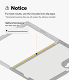 Galaxy Z Fold 8 | Fusion - Instruction graphic showing a phone case with a highlighted strip of non-slip tape along the edge, plus text noting that the included non-slip tape should be used and that optional non-slip tape is included.