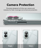 Galaxy Z Fold 8 | Fusion - Clear camera protection case shown on a smartphone back, with text reading 'Camera Protection' and comparison labels 'Ringke' and 'Others' below.