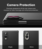 Galaxy Z Fold 8 Case | Onyx Flap Magnetic - Black camera protection case shown on a smartphone, with text reading 'Camera Protection' and two smaller phone views below labeled Ringke and Others.