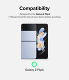 Galaxy Z Flip 4 Case | Slim - Compatibility graphic showing a light blue Galaxy Z Flip4 phone with a floral screen.