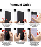Galaxy Z Flip 4 Case | Slim - Six-step visual guide showing hands removing a clear protective case from a Galaxy Z Flip 4.