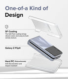 Galaxy Z Flip 4 Case | Slim - Exploded view of a Galaxy Z Flip 4 phone between two clear, protective case pieces.