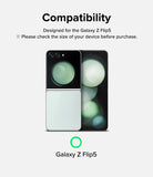 Galaxy Z Flip 5 Screen Protector | Cover Display Glass - Galaxy Z Flip 5 Screen Protector - Compatibility graphic showing a Galaxy Z Flip 5 phone with a green checkmark.