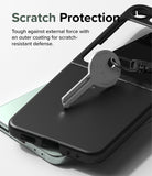 Galaxy Z Flip 5 Case | Slim - A metal key resting on a black protective phone case to demonstrate scratch resistance.