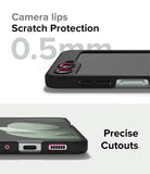 Galaxy Z Flip 5 Case | Slim - Close-up of phone case showing 0.5mm camera protection lips and precise port cutouts.