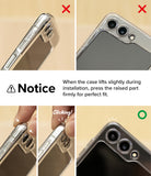 Galaxy Z Flip 5 Case | Slim - Installation guide showing how to press down raised edges for a secure, clicking fit.