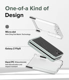 Galaxy Z Flip 5 Case | Slim - Exploded view of a Galaxy Z Flip 5 phone and its two-piece clear protective case.