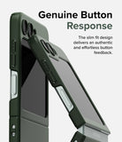 Galaxy Z Flip 5 Case | Slim Color - Two dark green phone cases shown at angles highlighting precise button cutouts.