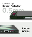 Galaxy Z Flip 5 Case | Slim Color - Dark green phone case showing 0.5mm camera protection and precise port cutouts.