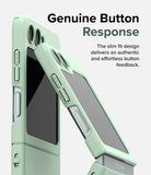 Galaxy Z Flip 5 Case | Slim Color - Mint green phone case on a Galaxy Z Flip 5 highlighting precise button cutouts.
