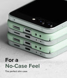 Galaxy Z Flip 5 Case | Slim Color - Three light green slim cases stacked vertically, showing precise port cutouts.