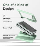 Galaxy Z Flip 5 Case | Slim Color - Exploded view of a mint green phone case surrounding a Galaxy Z Flip 5.