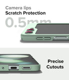 Galaxy Z Flip 5 Case | Slim Color - Mint green phone case showing 0.5mm camera protection lips and precise port cutouts.