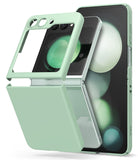Galaxy Z Flip 5 Case | Slim Color - Mint green two-piece protective case shown partially installed on a Galaxy Z Flip 5.