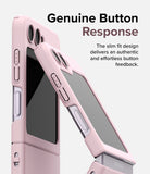 Galaxy Z Flip 5 Case | Slim Color - Two pink slim-fit cases on a Galaxy Z Flip 5 showing precise button cutouts.