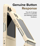 Galaxy Z Flip 5 Case | Slim Color - Cream-colored slim case on a Galaxy Z Flip 5 showing precise button cutouts and fit.