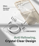 Galaxy Z Flip 5 Case | Slim Hinge Magnetic - Comparison of a clear, non-yellowing case against a discolored competitor.