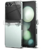 Galaxy Z Flip 5 Case | Slim Hinge - Clear - Transparent protective case on a Galaxy Z Flip 5 with a slim hinge cover.