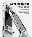 Galaxy Z Flip 5 Case | Slim Hinge - Clear - Clear phone case on a Galaxy Z Flip 5 highlighting precise button cutouts.