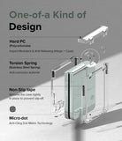 Galaxy Z Flip 5 Case | Slim Hinge - Clear - Exploded view of a clear phone case highlighting hinge, spring, and grip features.