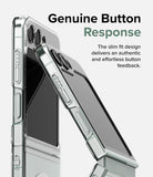 Galaxy Z Flip 5 Case | Slim Magnetic - Clear phone case on a Galaxy Z Flip 5 highlighting precise button cutouts.