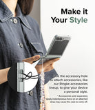 Galaxy Z Flip 5 Case | Slim Magnetic - Person holding a phone with a beaded strap attached to the case's accessory hole.