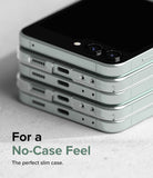 Galaxy Z Flip 5 Case | Slim Magnetic - Stack of three Galaxy Z Flip 5 phones in slim cases showing precise port cutouts.
