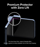 Galaxy Z Flip 7 FE | 3-in-1 Protector - Close-up of a foldable phone hinge with a highlighted, seamless screen protector.