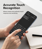 Galaxy Z Flip 7 FE | 3-in-1 Protector - Hands typing on a Galaxy Z Flip screen showing responsive touch sensitivity.