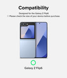 Galaxy Z Flip 6 Screen Protector | Cover Display Glass (2 Pack) - Galaxy Z Flip 6 Screen Protector - Compatibility graphic showing a light blue Galaxy Z Flip 6 phone with a green checkmark.