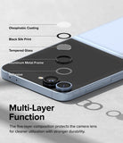 Galaxy Z Flip 7 FE | Camera Lens Frame Glass (2 Pack) - Exploded view of a five-layer camera lens protector installed on a smartphone.